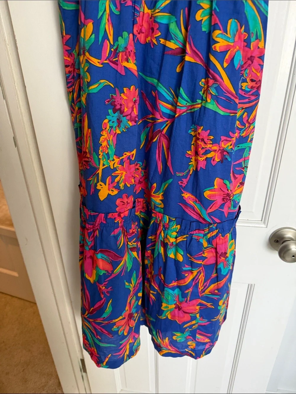 J. Crew Bright Blue Floral Dress NWT Size 8 - Picture 4 of 7
